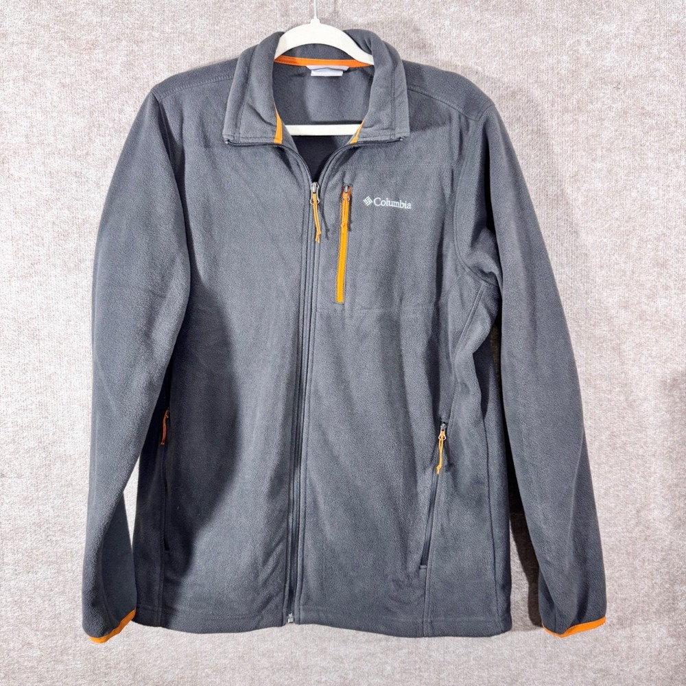 Columbia Fleece Jacket Mens Size M Grey Orange Full Zip XM1507 Gorpcore